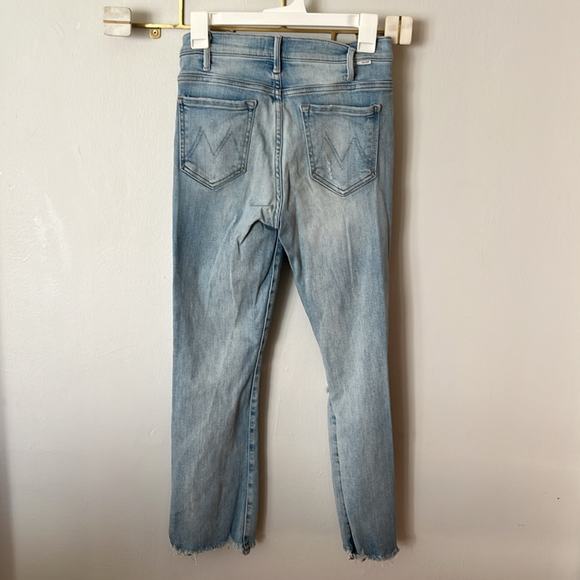 MOTHER Blue Ankle Cropped Jeans with Distressed Details - Picture 3 of 9